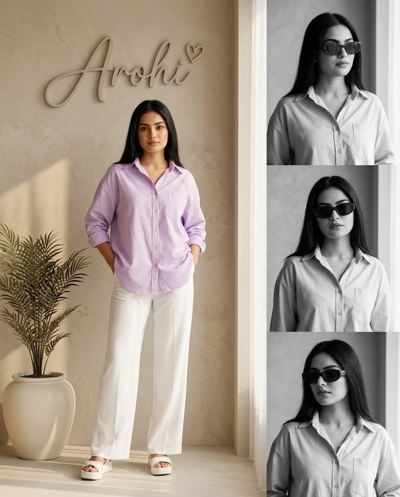 Indian Influencer Lavender & White Minimalist Photo Collage