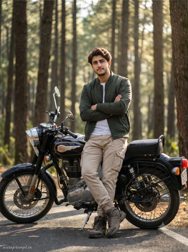 Bike Pose for Boys  AI photo prompt