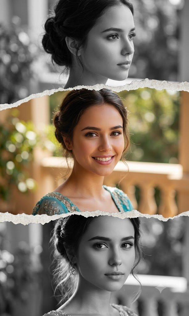 collage portrait AI photo prompt